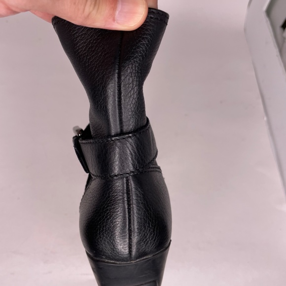 Anne Klein Sport Wedge Booties Women Sz 9 Montague Black Leather Silver Buckle - Picture 12 of 15